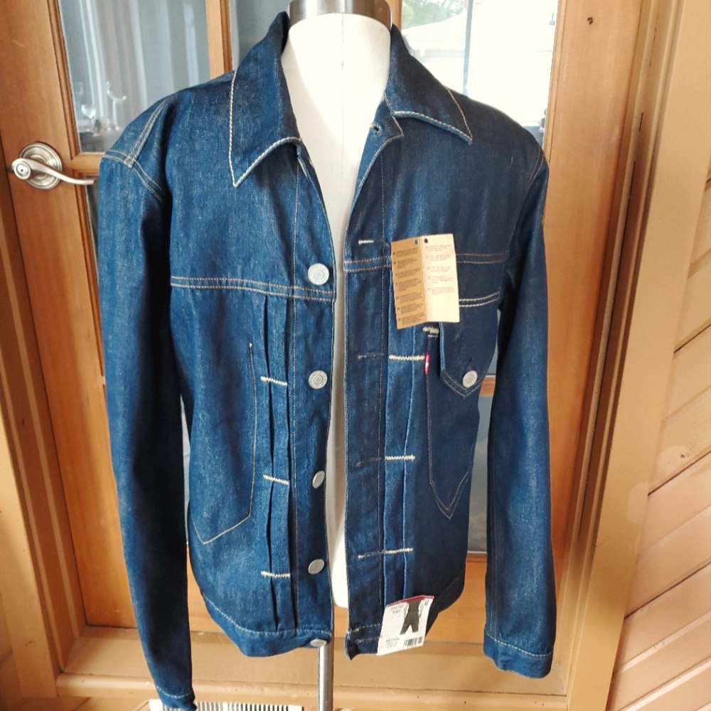 New VTG Levi's  72520.00.05 Denim Biker Jean Jacket Mens Size Medium Red Tab NWT